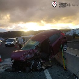 Uno de los vehículos accidentados en el siniestro en Casabermeja (Málaga)