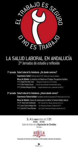 Cartel de las II Jornadas sobre Salud Laboral en Andalucía 'El trabajo es seguro o no es trabajo'.