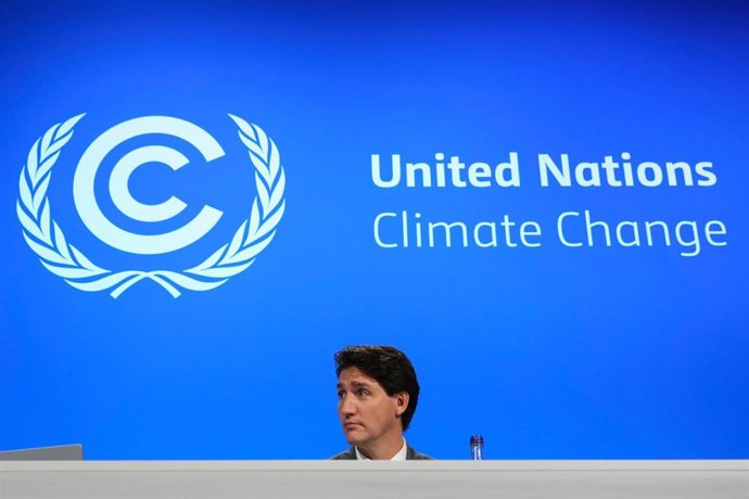02 November 2021, United Kingdom, Glasgow: Canadian Prime Minister Justin Trudeau attends an event about the Global Methane Pledge during the UN Climate Change Conference (COP26) at the Scottish Event Campus (SEC).