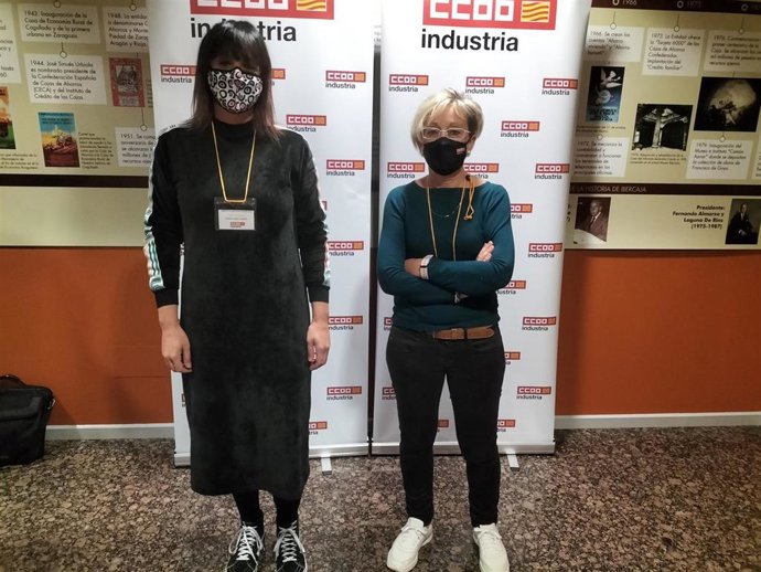 La secretaria general de Industria de CCOO, Garbiñe Espejo, y la secretaria general de Industria de CCOO Aragón, Ana Sánchez (dcha).