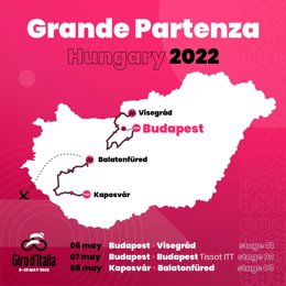 Imagen de la 'Grande Partenza' del Giro de Italia 2022, con tres etapas en Hungría