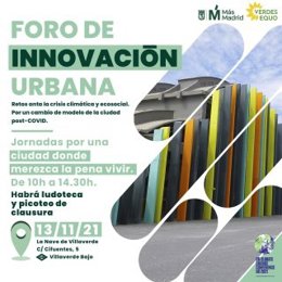 Más Madrid organiza un foro para analizar el modelo de "ciudad verde y postcovid en la que merezca la pena vivir"