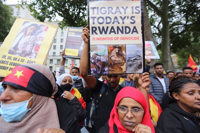 Protestas en Londres por la ofensiva militar en Tigray, Etiopía