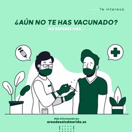 Cartel de llamamiento del Área de Salud de Mérida a la vacunación contra la Covid-19