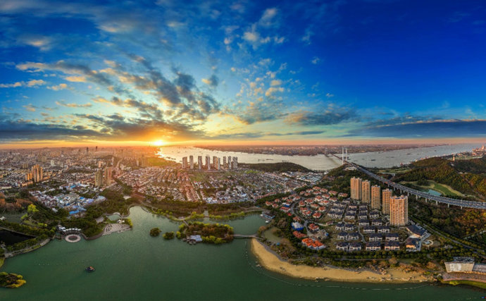 Aerial photo shows city view of Jiangyin