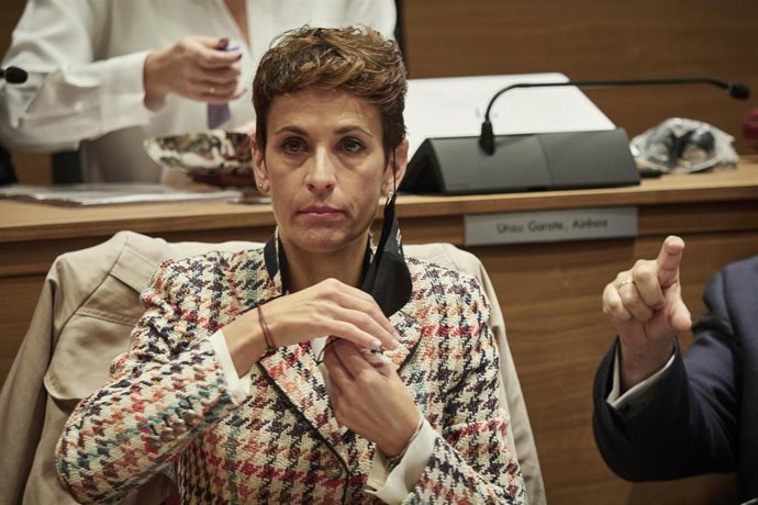 La presidenta del Gobierno de Navarra, María Chivite, durante el Debate sobre el Estado de la Comunidad en el Parlamento de Navarra.