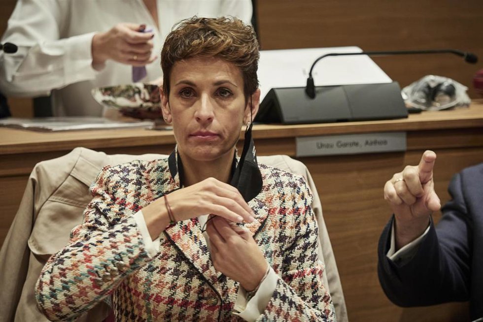 La presidenta del Gobierno de Navarra, María Chivite, durante el Debate sobre el Estado de la Comunidad en el Parlamento de Navarra.