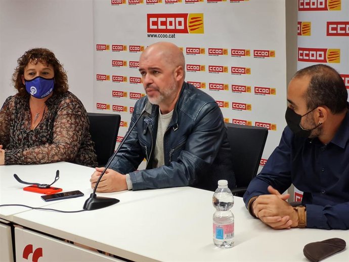 El secretario general de CC.OO., Unai Sordo, junto al secretario general de CC.OO. De Catalunya, Javier Pacheco.