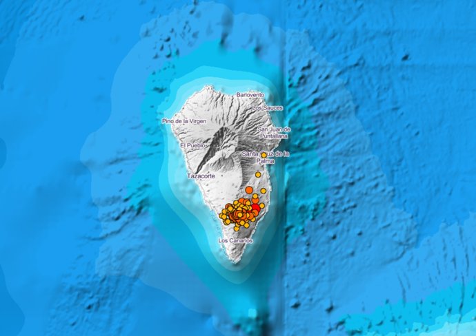 Actividad sísmica al sur de La Palma