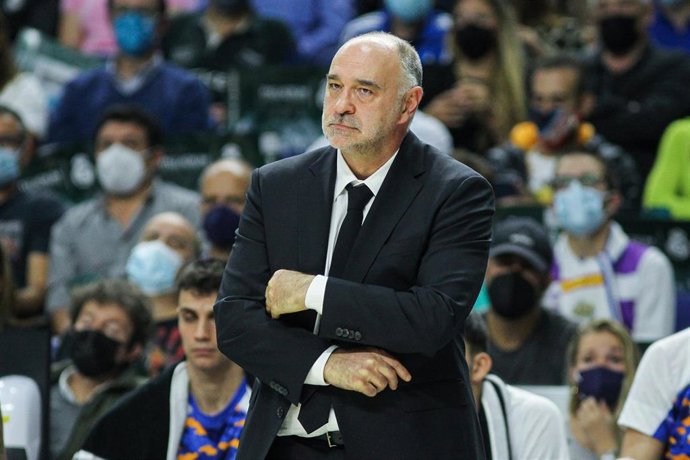 Pablo Laso durante un partido del Real Madrid
