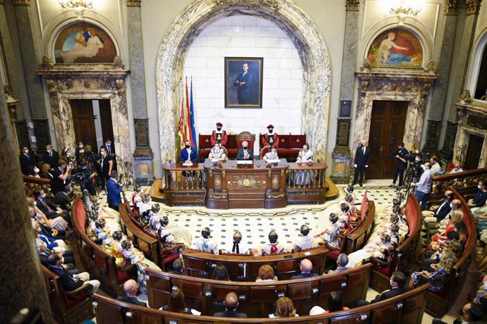 Vista general de la proclamación de la Fallera Mayor y la Fallera Mayor Infantil para las Fallas de Valencia 2022 (archivo)