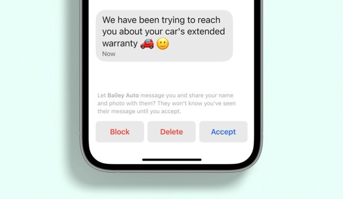 Pantalla de solicitud de mensaje en Signal