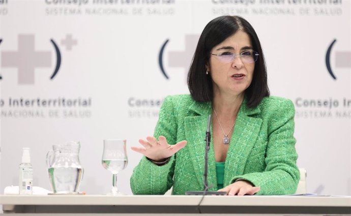 La ministra de Sanidad, Carolina Darias, comparece en rueda de prensa para informar de los asuntos tratados en el Consejo Interterritorial del Sistema Nacional de Salud, en el Ministerio de Sanidad, a 4 de noviembre de 2021, en Madrid (España). 