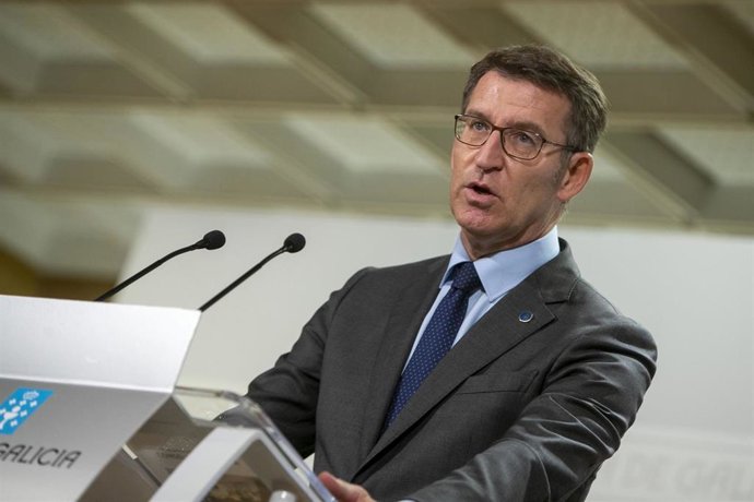 El presidente de la Xunta, Alberto Núñez Feijóo, comparece tras el Consello.