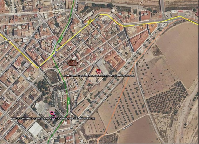 Lugar en el que ha tenido lugar el incendio en Fuente Álamo