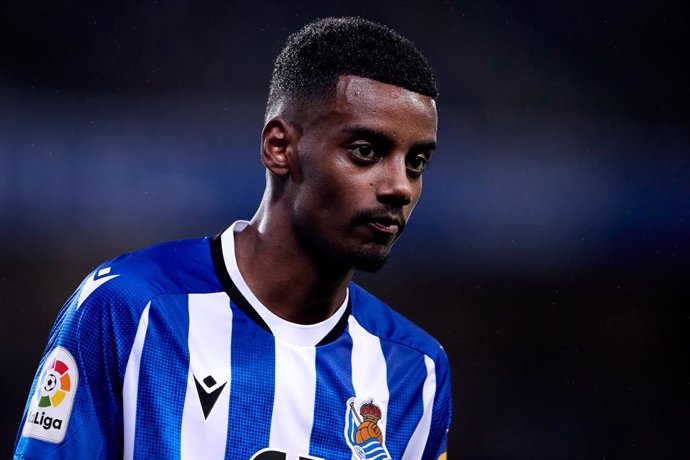 Alexander Isak of Real Sociedad looks on during the Spanish league, La Liga, football match between Real Sociedad and Athletic Club at Reale Arena on 31 of October, 2021 in San Sebastian, Spain.