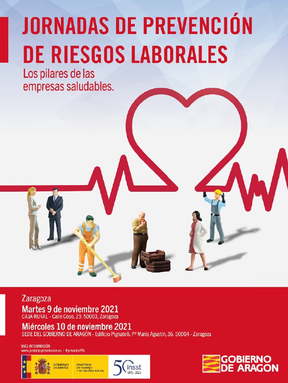 Cartel de las Jornadas de Prevención de Riesgos Laborales y Empresas Saludables.