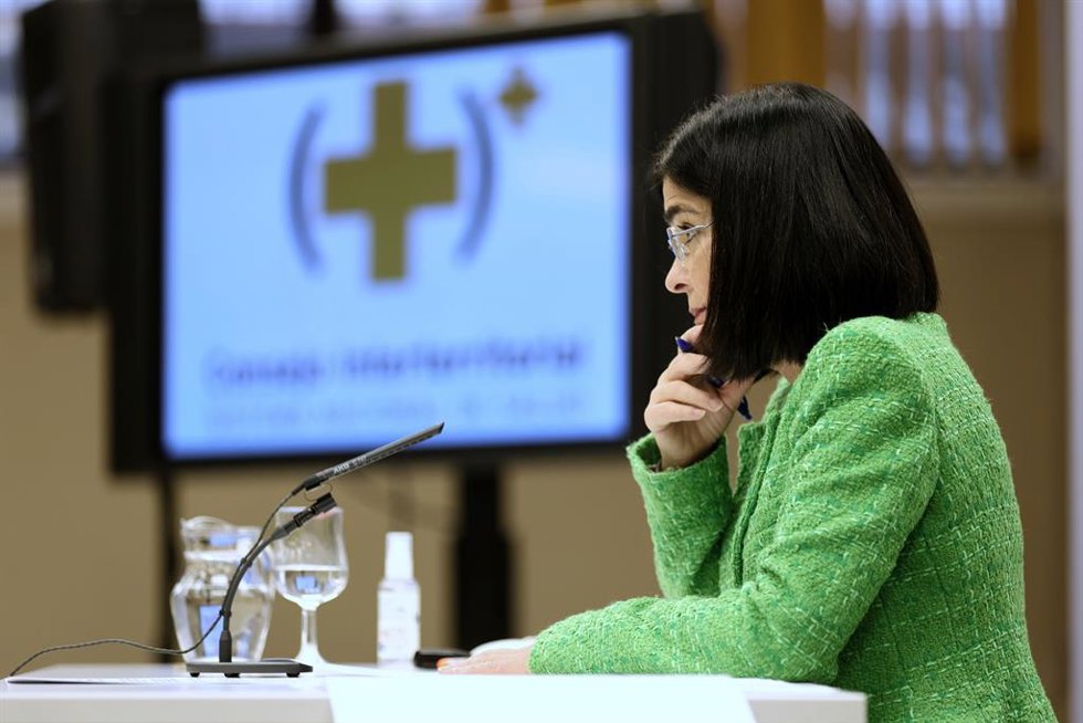 La ministra de Sanidad, Carolina Darias, comparece en rueda de prensa para informar de los asuntos tratados en el Consejo Interterritorial del Sistema Nacional de Salud, en el Ministerio de Sanidad, a 4 de noviembre de 2021, en Madrid (España). Durante 