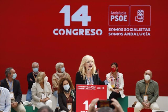 La secretaria general de UGT-A, Carmen Castilla, durante su intervención en el Congreso del PSOE-A