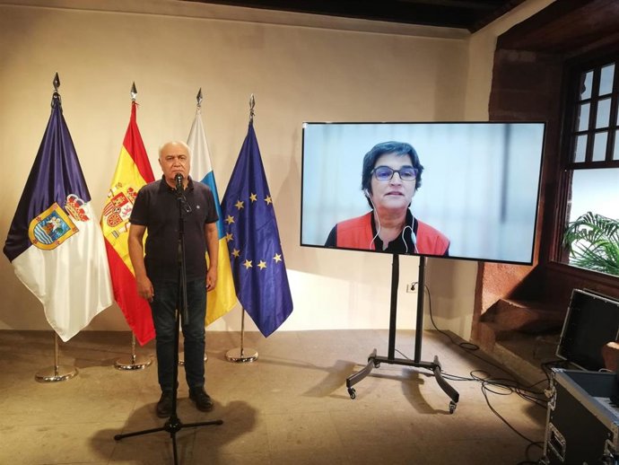 El director del Pevolca, Miguel Ángel Morcuende, en rueda de prensa este sábado desde La Palma para actualizar la evolución del volcán