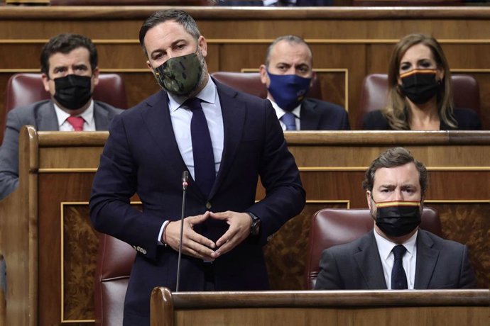 El líder de Vox, Santiago Abascal, en una sesión de control al Gobierno en el Congreso de los Diputados