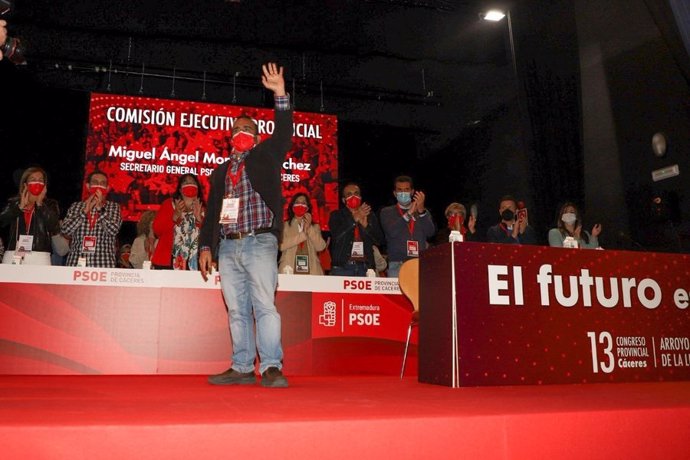 El secretario provincial del PSOE de Cáceres, Miguel Ángel Morales, en el 13 Congreso Provincial del partido