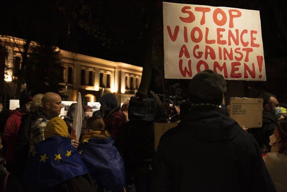 Manifestación contra la ley del aborto en Polonia