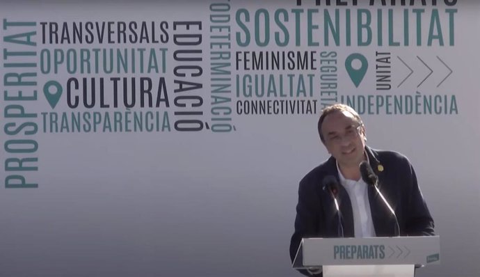 El exconseller de la Generalitat, Josep Rull, en un acto del partido en Vilanova i la Geltrú (Barcelona).