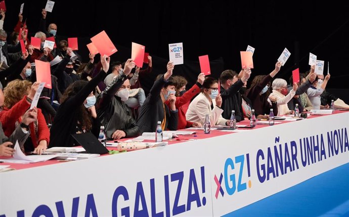 La portavoz nacional del BNG, Ana Pontón (4i), en la XVII Asamblea Nacional del BNG, en el Coliseum de A Coruña, a 6 de noviembre de 2021, en A Coruña, Galicia, (España). 
