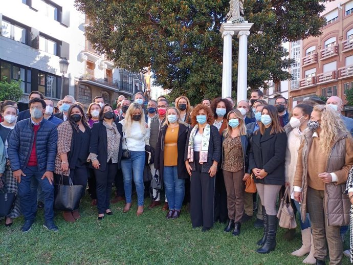 La presidenta de la Diputación de Huelva, María Eugenia Limón, tras anunciar su candidatura a la secretaría general del PSOE de Huelva.