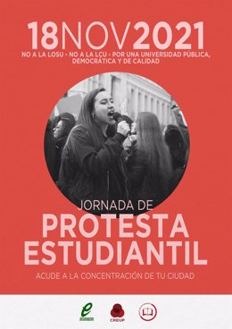 Archivo - Cartel de las movilizaciones estudiantiles convocadas para el próximo 18 de noviembre contra la LOSU y la LCU