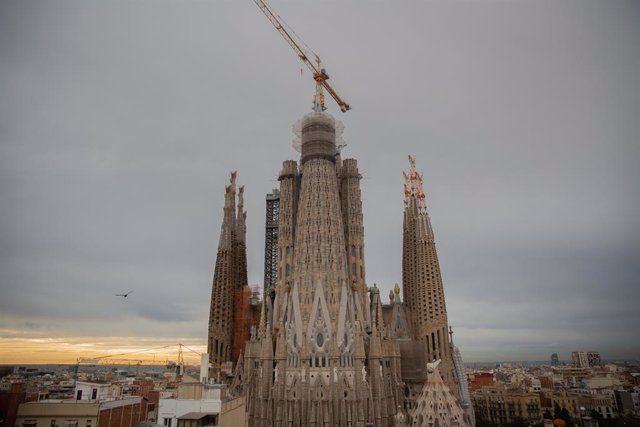 Archivo - Arxiu - Construcció de la Torre de la Mare de Déu de la Sagrada Família de Barcelona