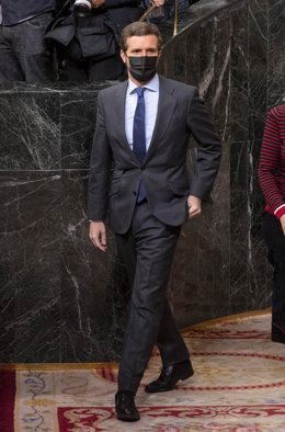 El líder del PP, Pablo Casado, en una sesión plenaria en el Congreso de los Diputados, a 4 de noviembre de 2021, en Madrid, (España). 