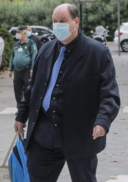 El hijo del escultor fallecido Gerardo Rueda, José Luis Rueda, a su llegada al juicio