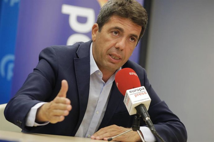 Archivo - El presidente del PPCV, Carlos Mazón, en una entrevista con Europa Press