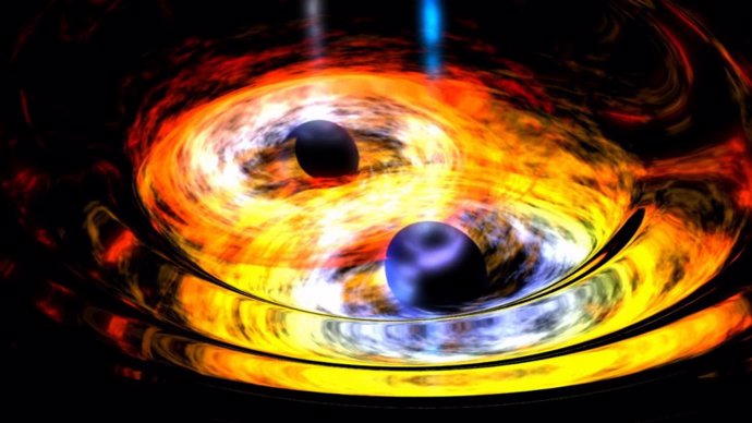 Dos agujeros negros se fusionan provocando una onda gravitacional