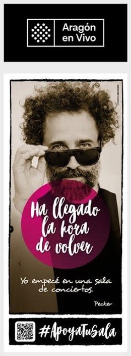 Cartel con la imagen de Pecker para la iniciativa 'Ha llegado la hora de volver. Apoya tu sala'