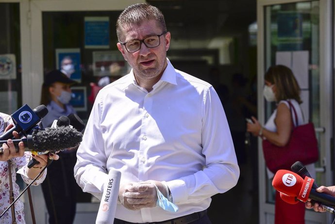 El líder de la Organización Revolucionaria Macedonia Interna-Partido Democrático de la Unidad Nacional Macedonia (VMRO-DPMNE), Hristijan Mickoski.