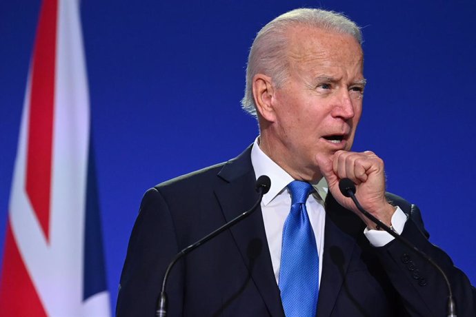 02 November 2021, United Kingdom, Glasgow: US President Joe Biden speaks during a session on "Accelerating clean technology innovation and deployment" with world leaders and individuals from the private sector on the sidelines of the UN Climate Change C