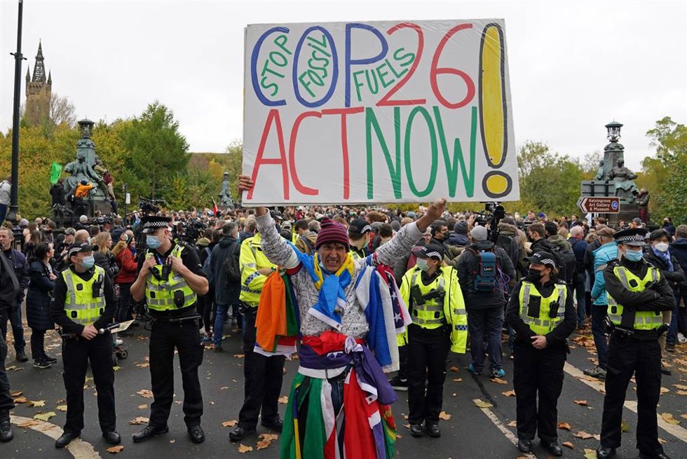 Protesta en Glasgow en el marco de la COP26