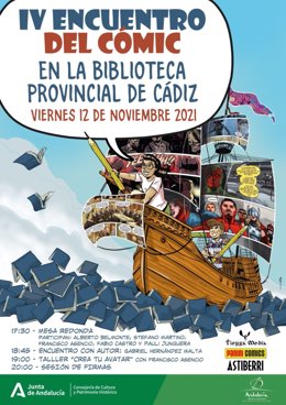 Cartel promocionador del IV Encuentro del Cómic en Cádiz.