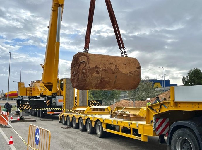 Extracción de la tuneladora excavadora del nuevo colector interceptor de Palma.