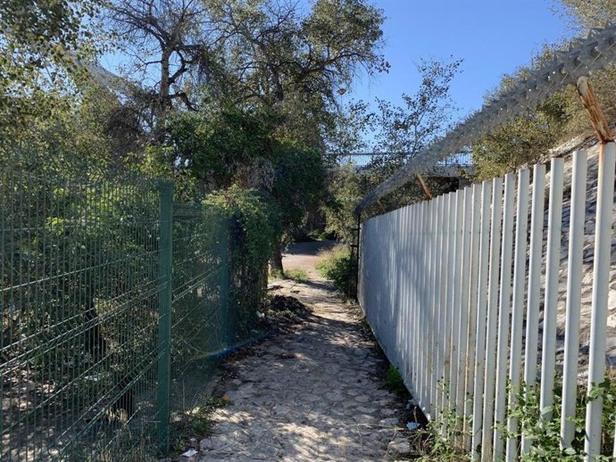 Uno de los accesos peatonales al puente de la Barqueta en Sevilla.