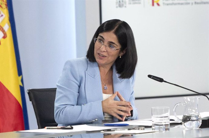 La ministra de Sanidad, Carolina Darias, en una comparecencia tras la reunión del Consejo de Ministros,