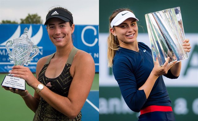 Garbiñe Muguruza, con el título de Chicago, y Paula Badosa, con el trofeo de Indian Wells, en este 2021