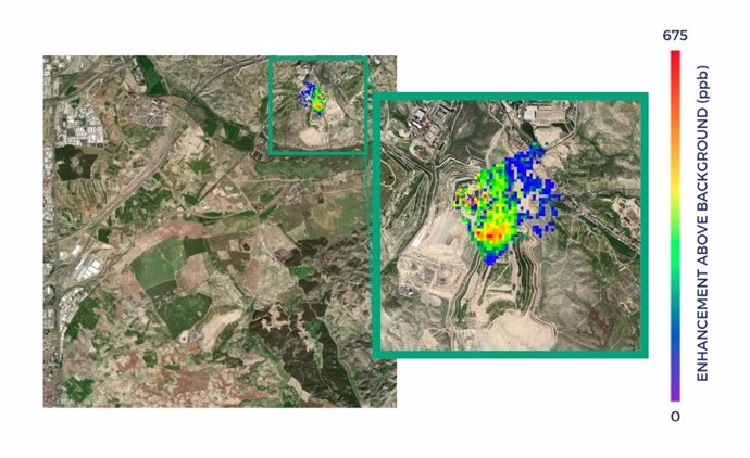 Archivo - Emisiones de metano detectadas de vertederos de Madrid el 20 de agosto de 2021