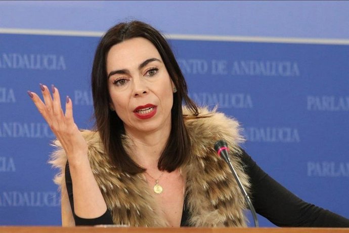 La portavoz parlamentaria de Ciudadanos (Cs) en Andalucía, Teresa Pardo, en rueda de prensa.