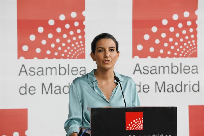Archivo - La candidata de Vox a las elecciones de la Comunidad de Madrid, Rocío Monasterio, interviene en una rueda de prensa anterior a la segunda sesión del pleno de investidura de la presidenta en funciones de la Comunidad y candidata a la reelección