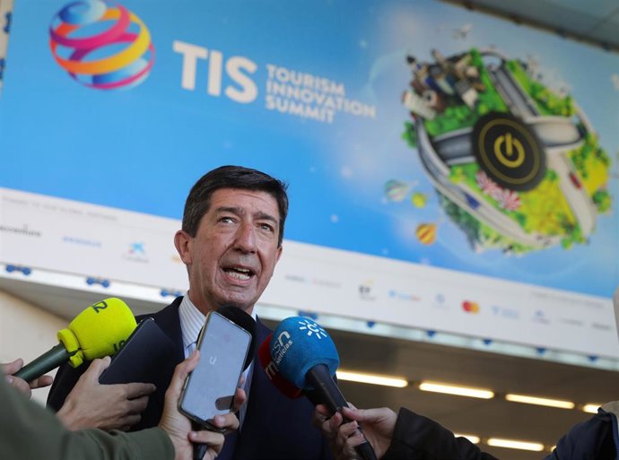 El vicepresidente de la Junta de Andalucía, Juan Marín, antes de asistir al TIS este miércoles.