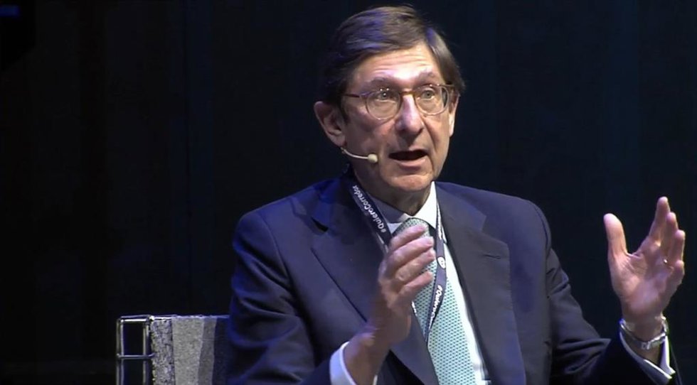 El presidente de CaixaBank, José Ignacio Goirigolzarri, durante su intervención en el '5 Acto por el Corredor del Mediterráneo'.